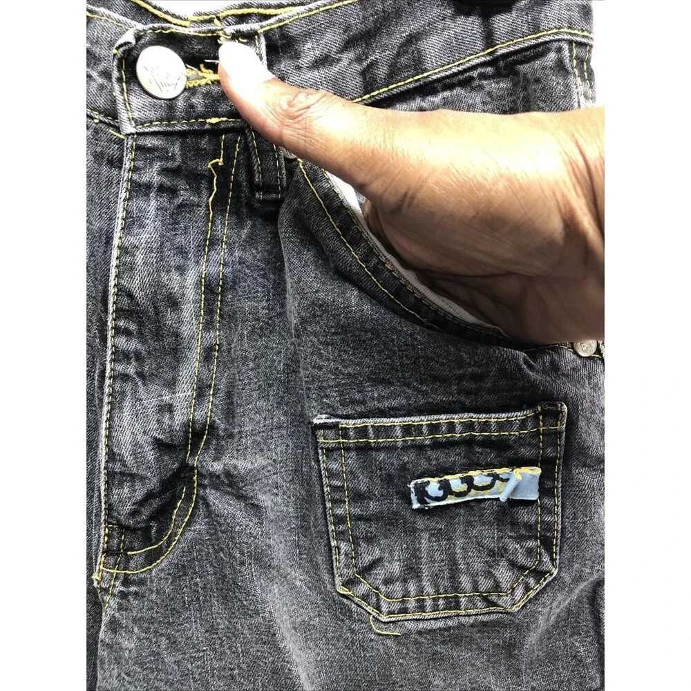 Mecca Boys Denim Bermuda Shorts Size 8  Gray Black Embellished